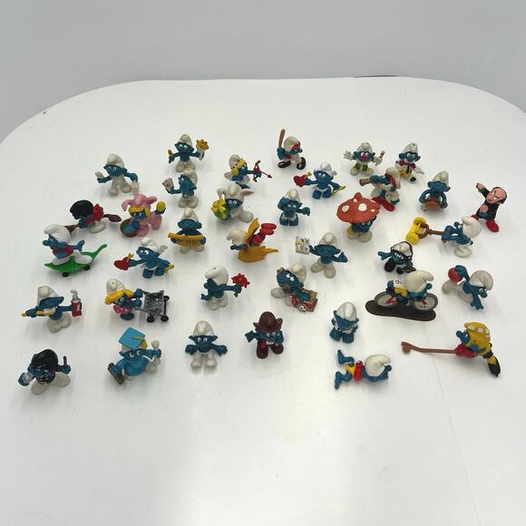 Vintage Schleich Smurfs Figures 80’s Collectable- Lot of 36 - Picture 1 of 12
